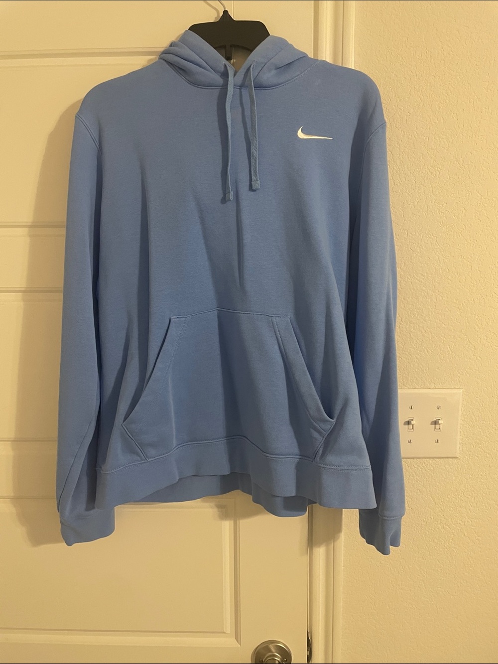 Nike Light Blue Pullover Hoodie with White Swoosh